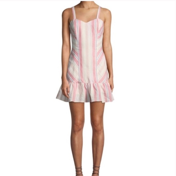 Parker Pink and White Striped Mini Dress - Picture 2 of 11